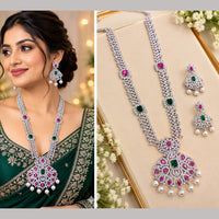 NAFJ Royal American Daimond And Beads Long Necklace Set