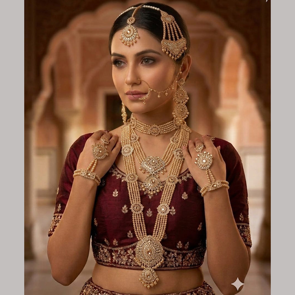 NAFJ Grand Austrian Stone And Pearl And Beads Dreamy Bridal Set