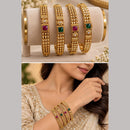 NAFJ Gold Plated Pota Stone Bangles Set for Women Traditional Indian Ethnic Jewelry