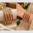 NAFJ Gold Plated Pota Stone Bangles Set for Women Traditional Indian Ethnic Jewelry