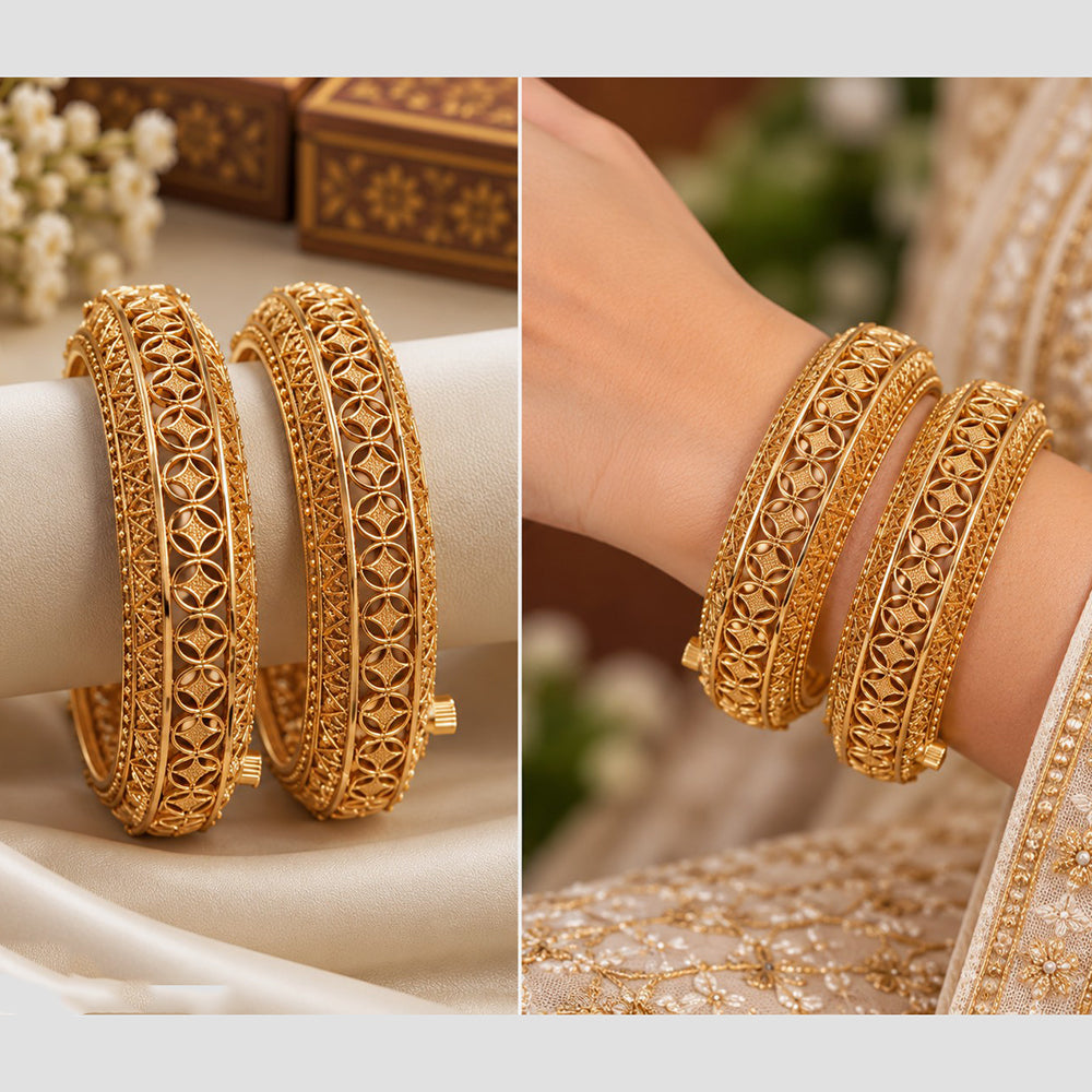 NAFJ Gold Plated Openable Bangles Set for Women