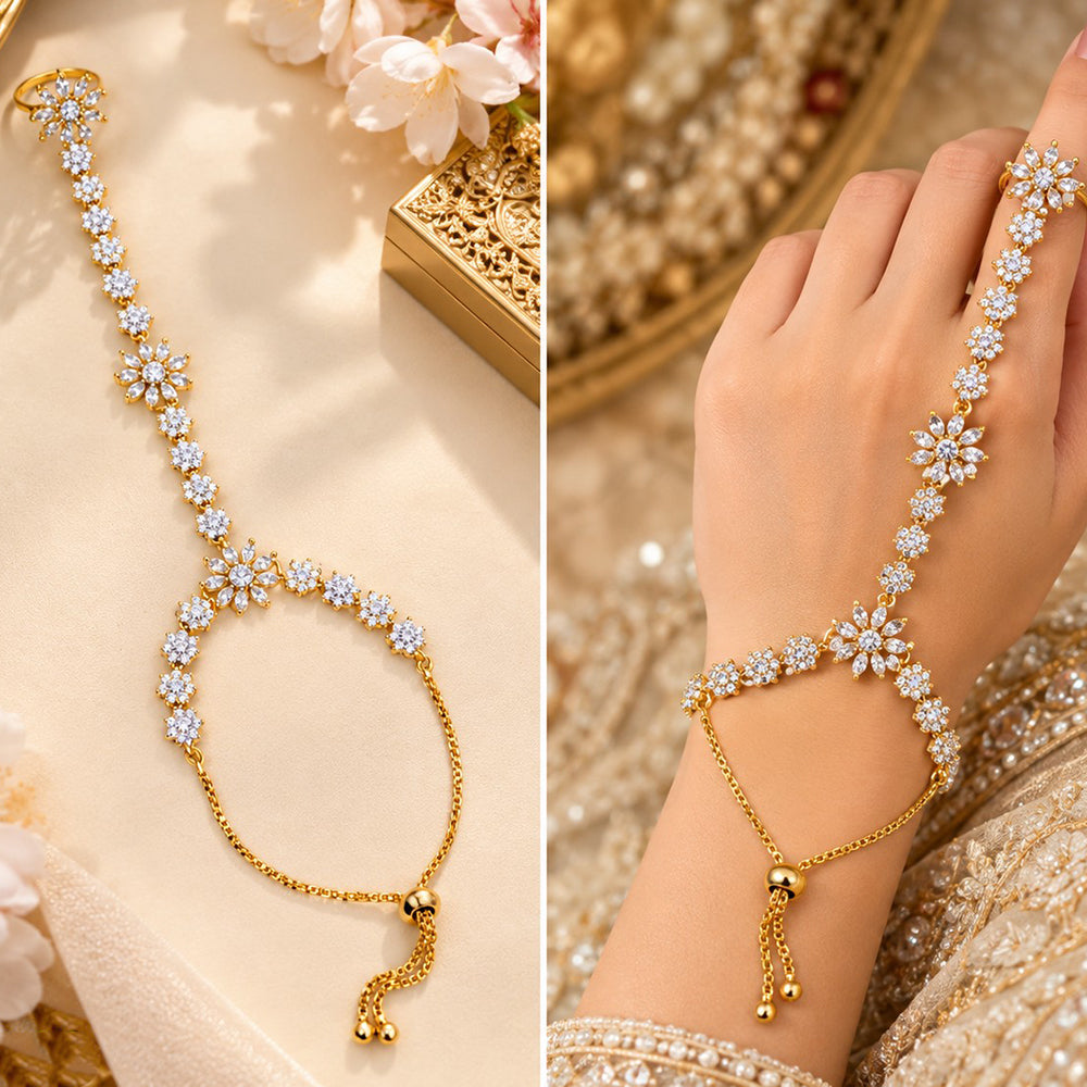 NAFJ Designer Crystal Stone Delicate Hath Panja 