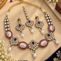 NAFJ Glamorous Pota Stone And Austrian Stone Beads Necklace Set