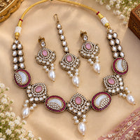 NAFJ Glamorous Pota Stone And Austrian Stone Beads Necklace Set