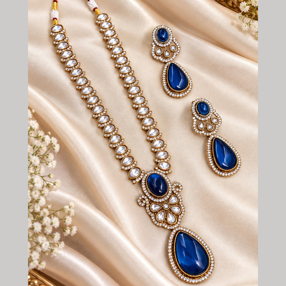 NAFJ Glamorous Pota Stone And Austrian Stone Necklace Set