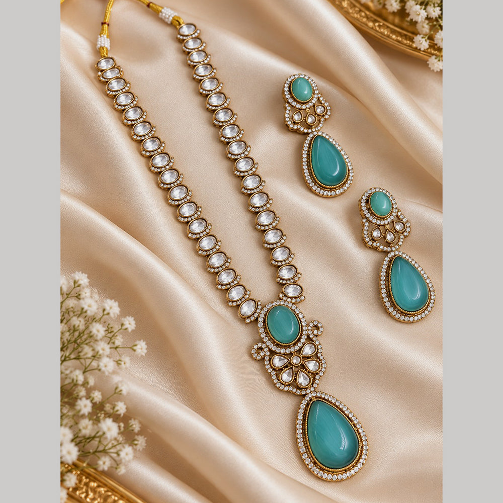 NAFJ Glamorous Pota Stone And Austrian Stone Necklace Set