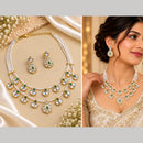 NAFJ Gorgeous Polki Stone Necklace Set With Pearl Detailing