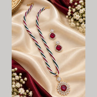 NAFJ Designer American Daimond And Pearl Necklace Set  