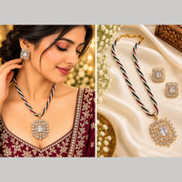 NAFJ Designer American Daimond And Pearl Necklace Set