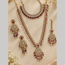NAFJ Premium Pota Stone And Austrian Stone Double Necklace Set for Women