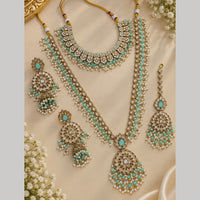 NAFJ Premium Pota Stone And Austrian Stone Double Necklace Set for Women