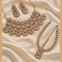 NAFJ Gold Plated Gorgeous Polki Kundan Stone Choker Necklace Set