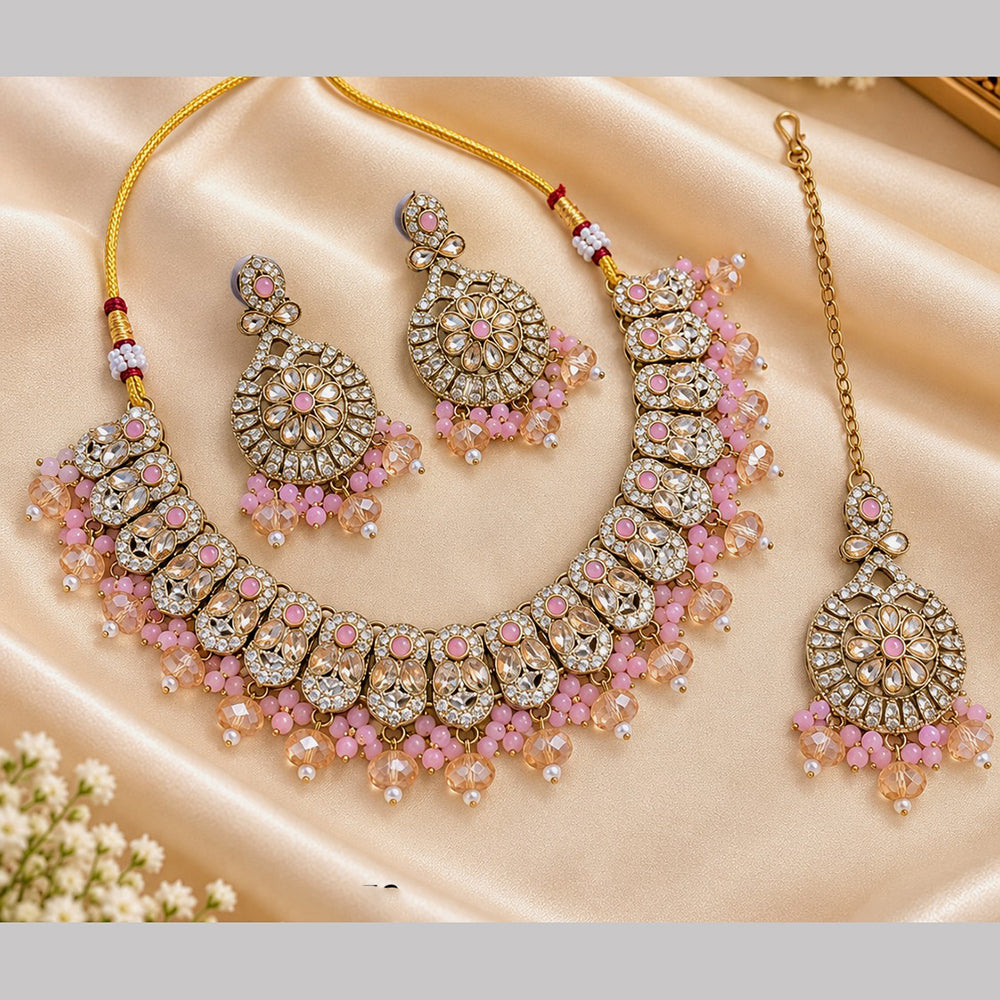 NAFJ Glamorous Crystal Stone And Beads Necklace Set