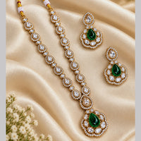 NAFJ Glamorous Crystal Stone And Beads Long Necklace Set