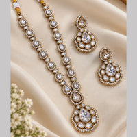 NAFJ Glamorous Crystal Stone And Beads Long Necklace Set