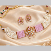 NAFJ Grand Polki Kundan Stone And Pearl Choker Necklace Set