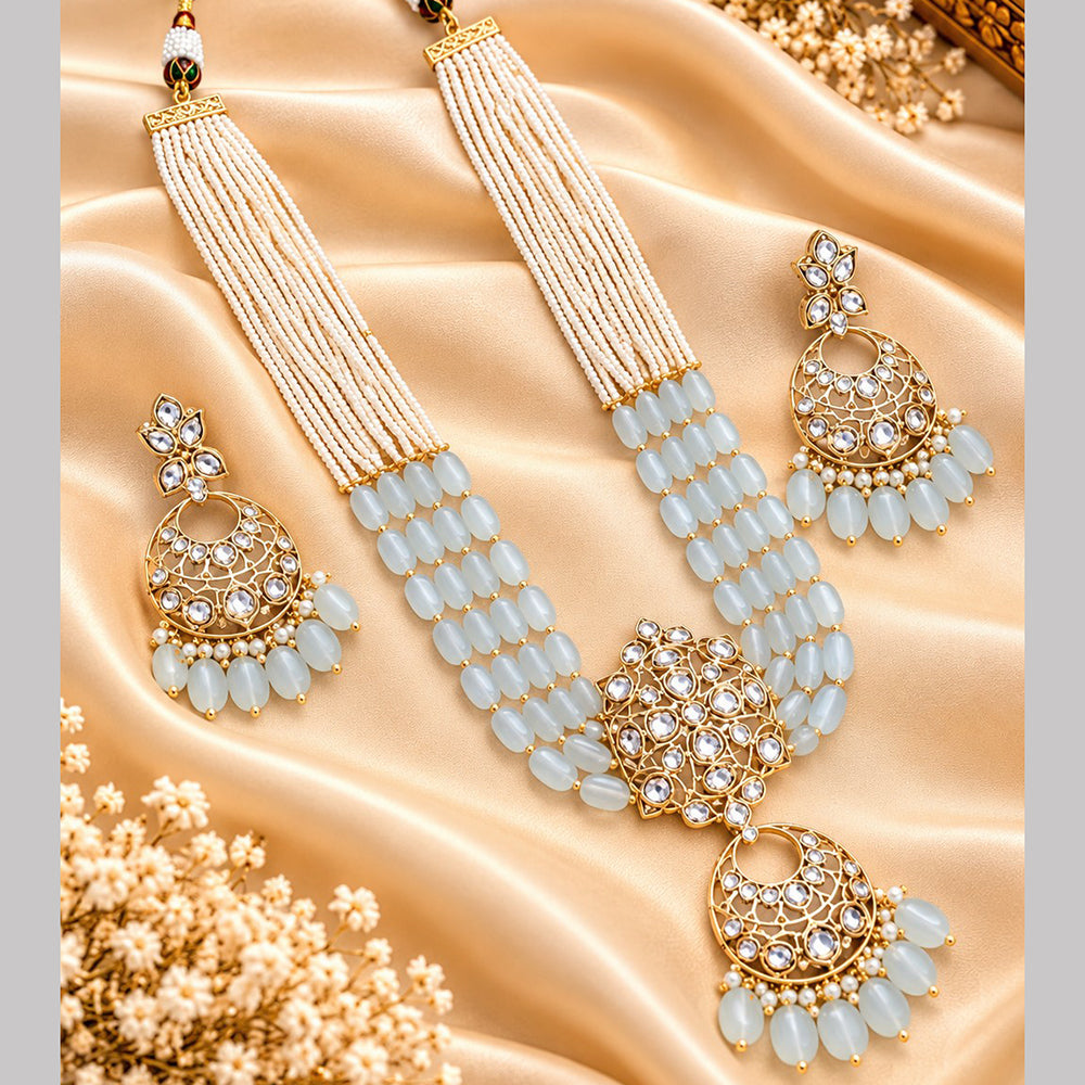NAFJ Elegant Gold Plated Crystal Stone Beads Necklace Set
