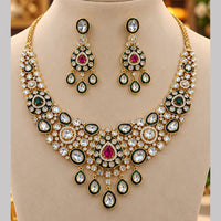 NAFJ Graceful Gold Plated Polki Kundan Stone Necklace Set
