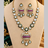 NAFJ Graceful Gold Plated Polki Kundan Stone Choker Necklace Set