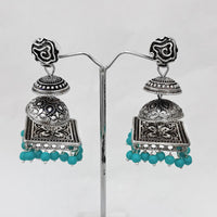  Hania Jewels Oxidized Dome Jhumka Earrings with Beads