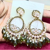 Bhagwati Bangles Gold Plated Crystal Stone And Beads Dangler Earrings