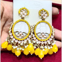 Bhagwati Bangles Gold Plated Crystal Stone And Beads Dangler Earrings