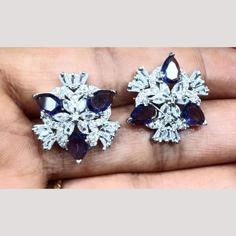 Bhagwati Bangles Silver Plated American Diamonds Studs Earrings