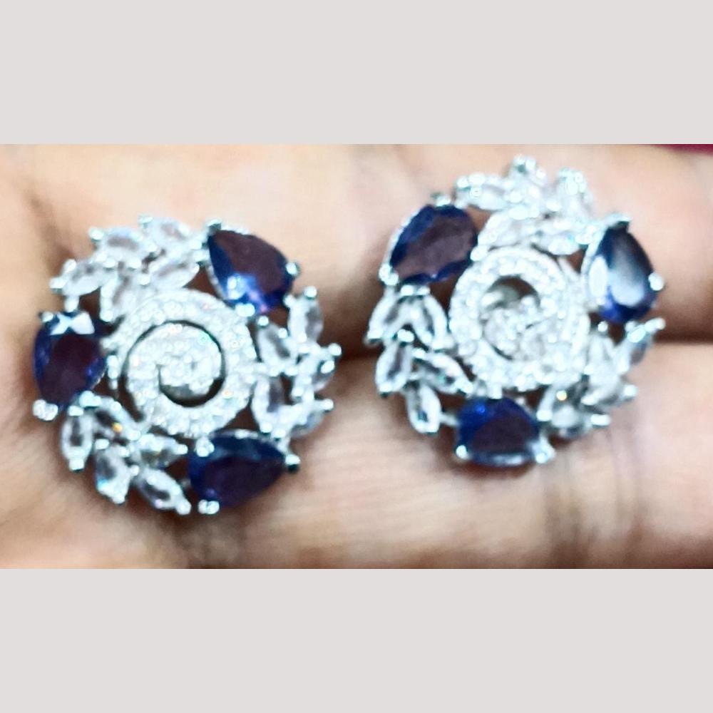 Bhagwati Bangles Silver Plated American Diamonds Studs Earrings