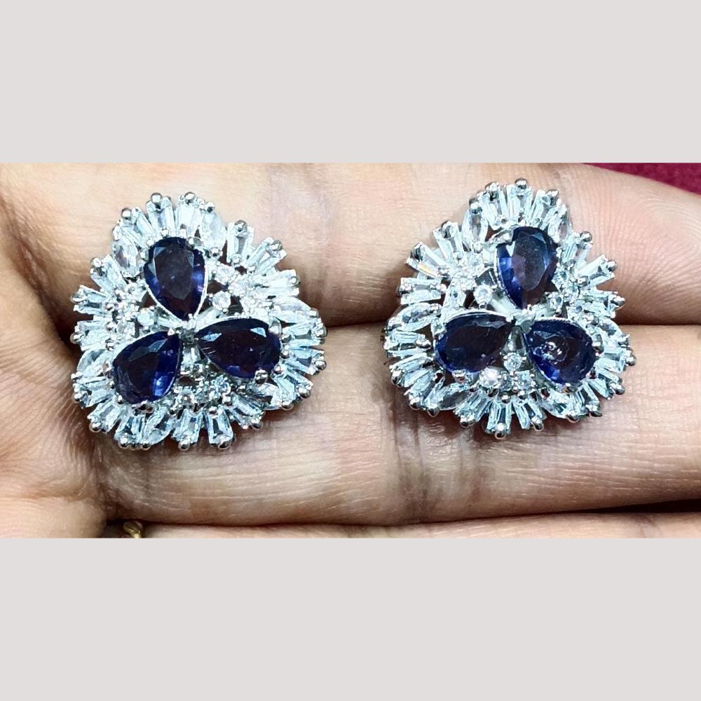 Bhagwati Bangles Silver Plated American Diamonds Studs Earrings