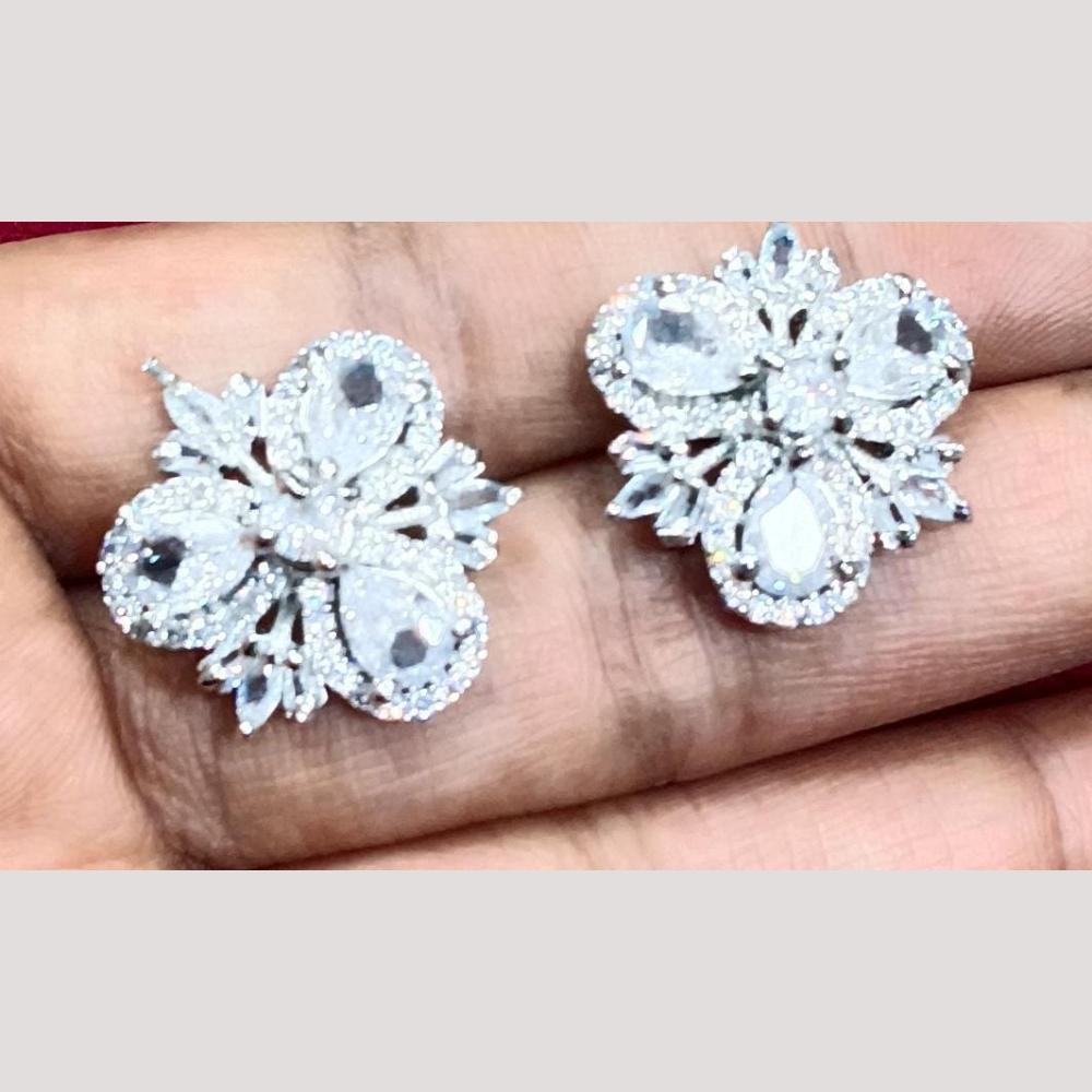 Bhagwati Bangles Silver Plated American Diamonds Studs Earrings