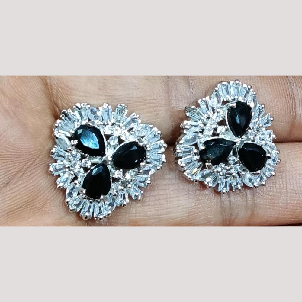 Bhagwati Bangles Silver Plated American Diamonds Studs Earrings