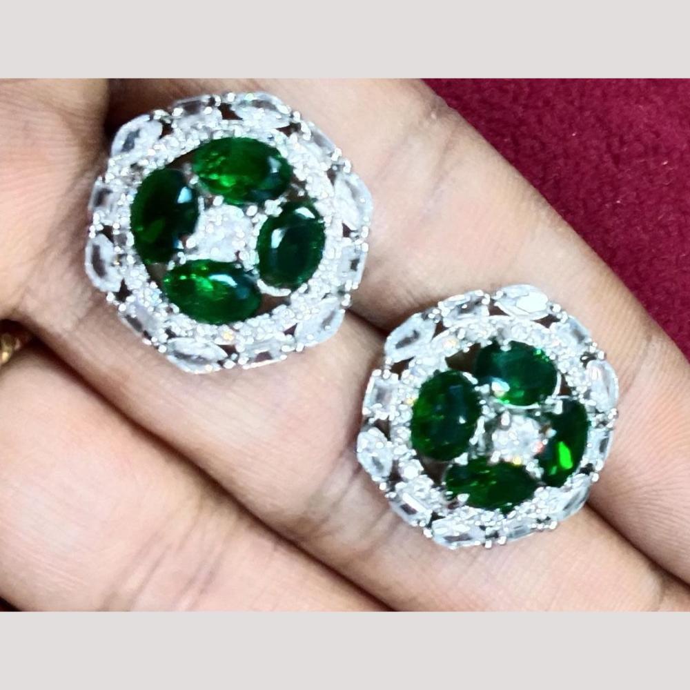 Bhagwati Bangles Silver Plated American Diamonds Studs Earrings