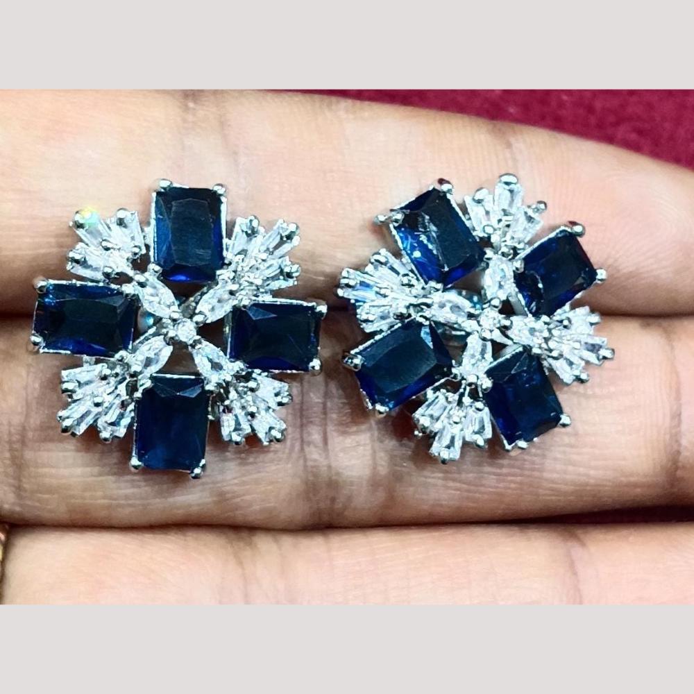 Bhagwati Bangles Silver Plated American Diamonds Studs Earrings