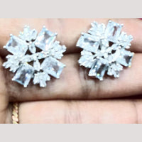 Bhagwati Bangles Silver Plated American Diamonds Studs Earrings