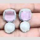 Bhagwati Bangles Silver Plated Austrian Stone Dangler Earrings