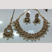 Bhagwati Bangles Gold Plated Crystal Stone And Beads Necklace Set