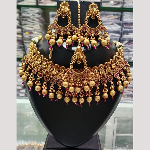 Bhagwati Bangles Gold Plated Pota Stone And Pearls Choker Necklace Set