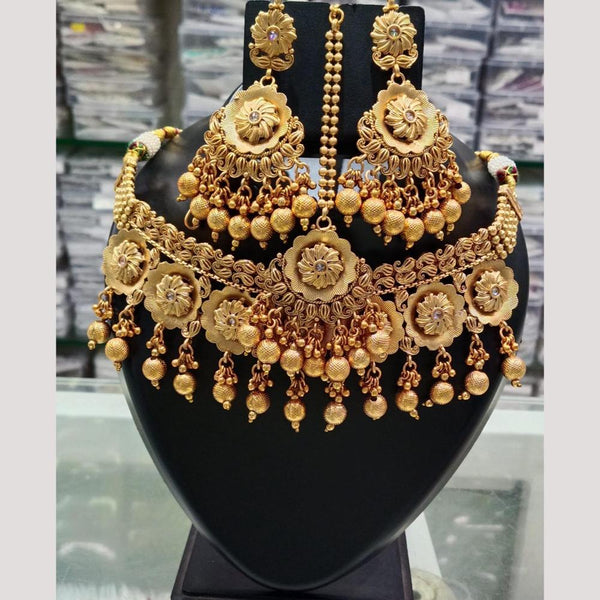 Bhagwati Bangles Gold Plated Pota Stone And Pearls Choker Necklace Set