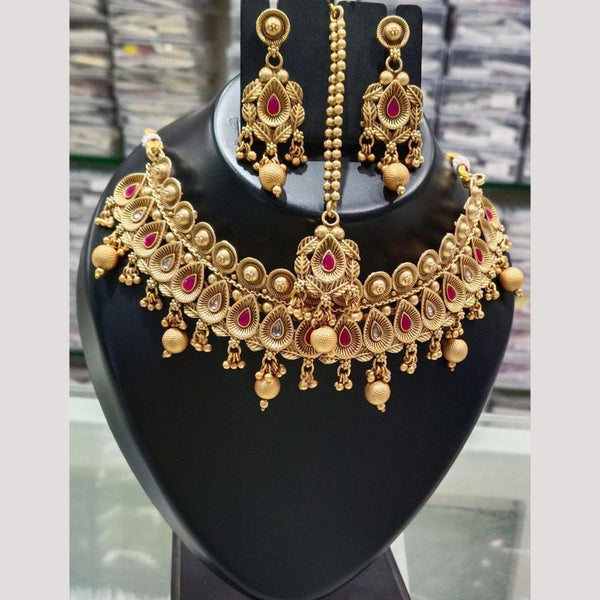 Bhagwati Bangles Gold Plated Pota Stone And Pearls Choker Necklace Set