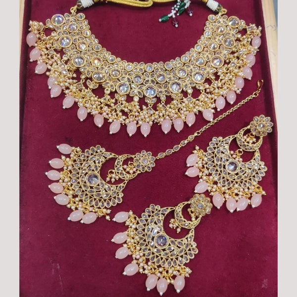 Bhagwati Bangles Gold Plated Crystal Stone And Beads Necklace Set