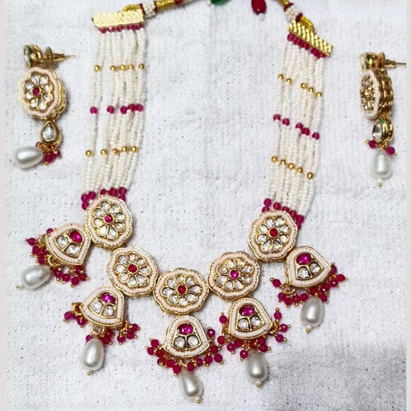 Bhagwati Bangles Gold Plated Kundan Stone And Pearls Necklace Set