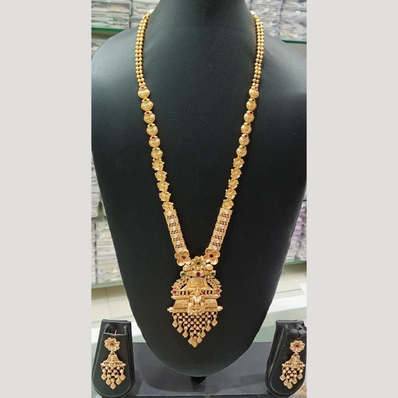 Bhagwati Bangles Gold Plated Pota Stone Temple Long Necklace Set