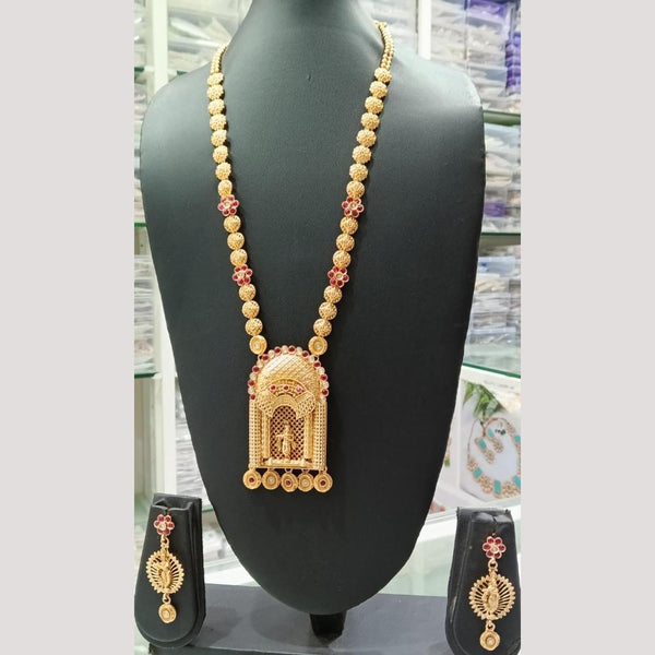 Bhagwati Bangles Gold Plated Pota Stone Temple Long Necklace Set