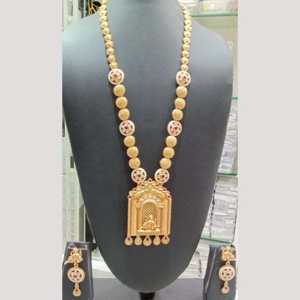 Bhagwati Bangles Gold Plated Pota Stone Temple Long Necklace Set