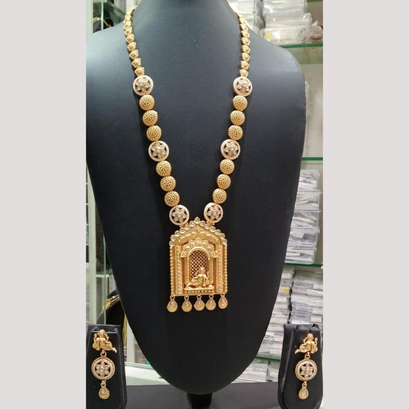 Bhagwati Bangles Gold Plated Pota Stone Temple Long Necklace Set