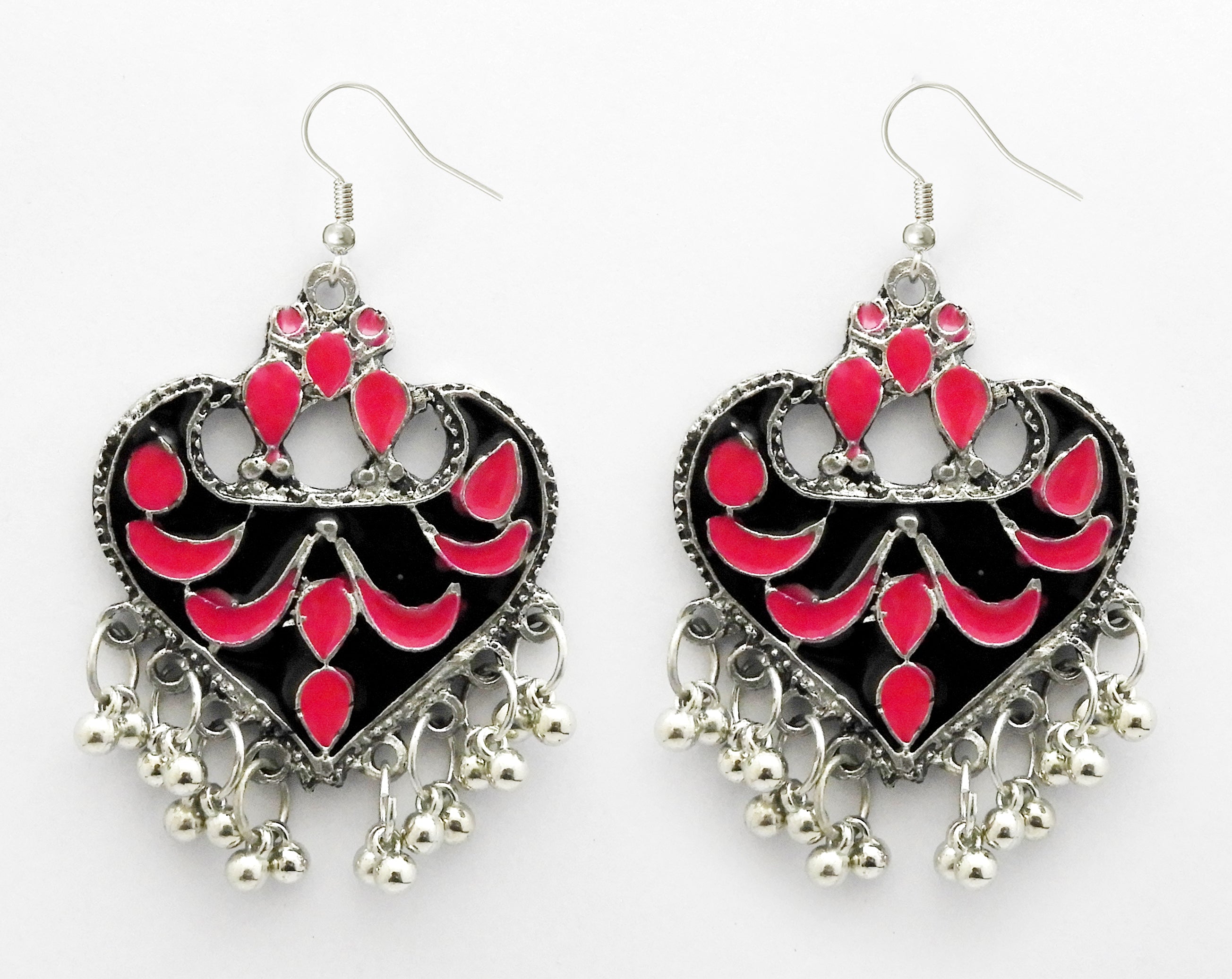 Hania Jewel Banjaran Heart Shape Dangler Earrings with Bells  