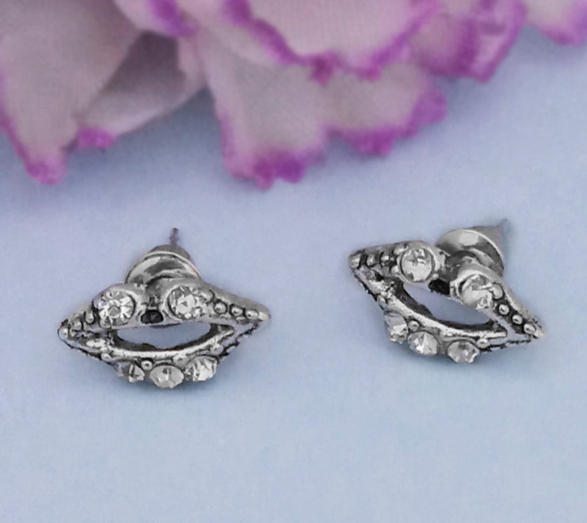 Hania Jewel Rhodium plated Studs Earrings