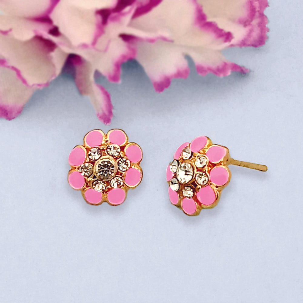 Hania Jewel Floral Austrian Stone and Meenakari Studs Earrings