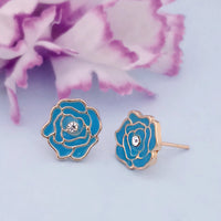 Hania Jewel Floral Austrian Stone and Meenakari Studs Earrings