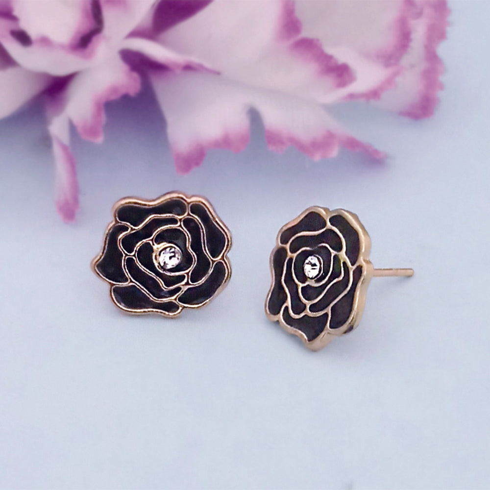 Hania Jewel Floral Austrian Stone and Meenakari Studs Earrings